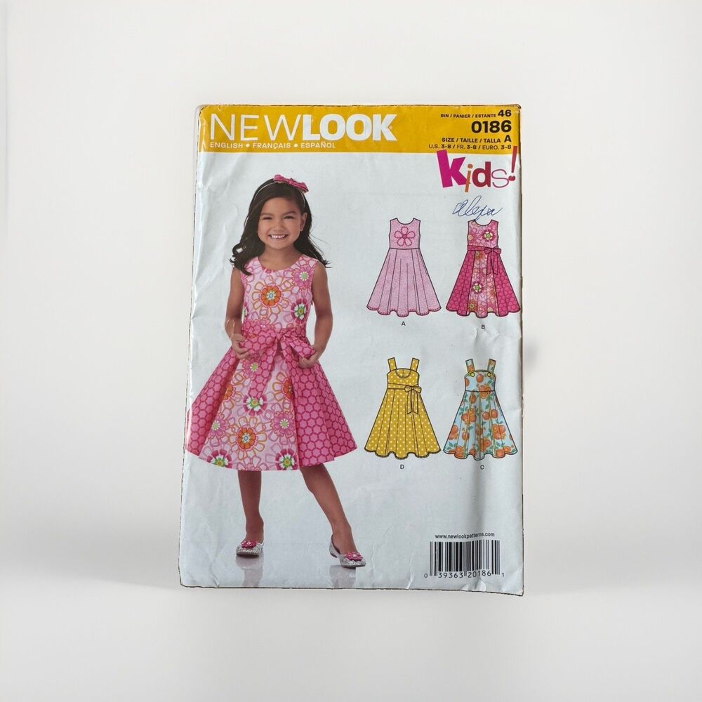 Simplicity New Look Sewing Pattern 0186 Child Girl Sleeveless Sun Dress Summer
